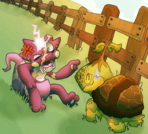 My OCs Joan (Toxel) and Rosé (Turtwig)